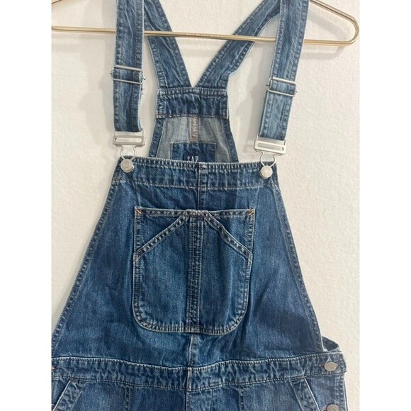 GAP Cropped Slouch Straight Leg Denim Overalls Classic Women's Size Medium - Picture 3 of 16